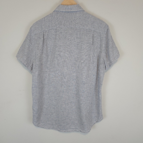 J. Crew Men's Short Sleeve Dobby Dot Shirt Linen Blend - Picture 5 of 10